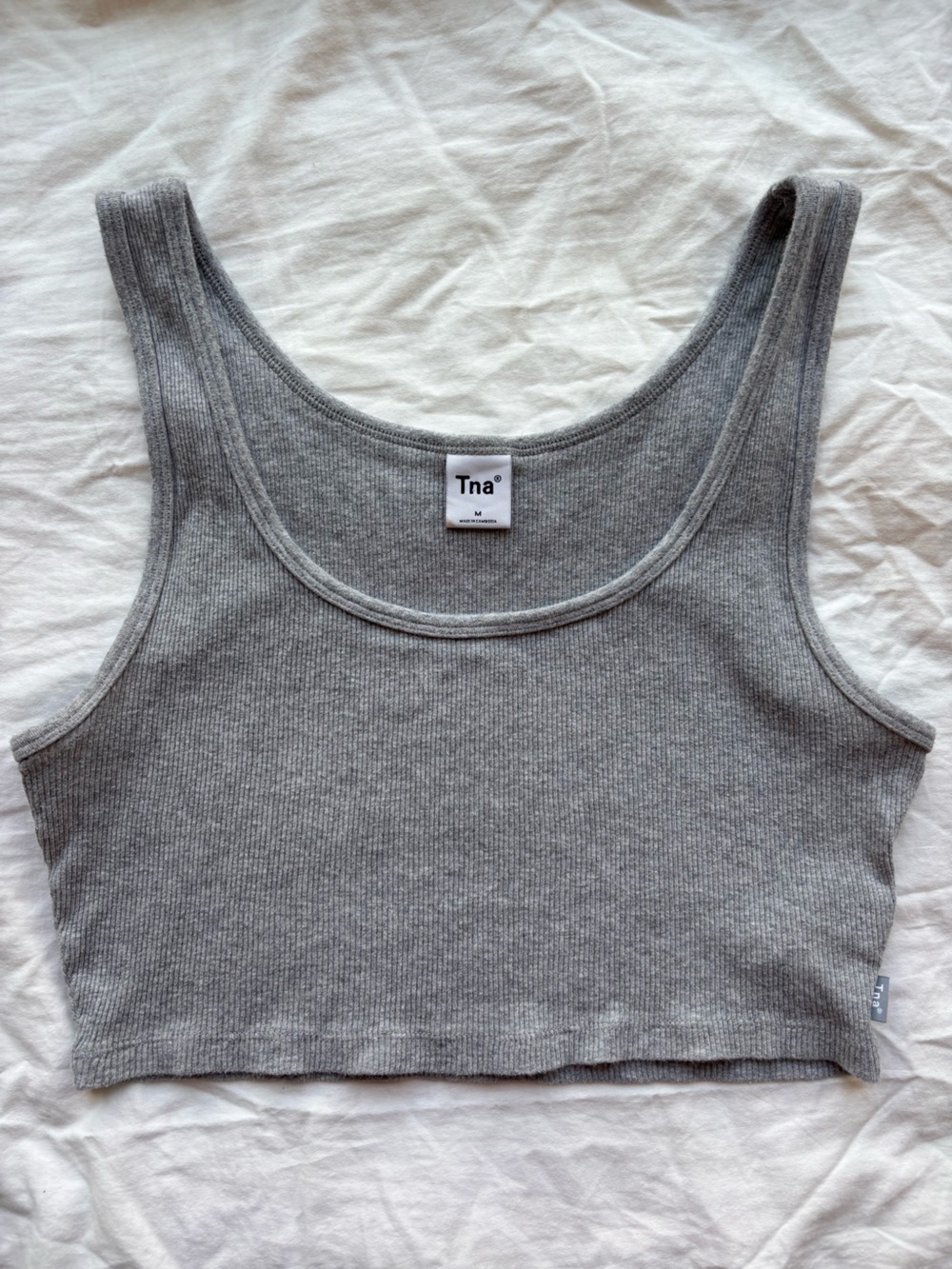 TNA Ribbed Scoop Cropped Tank - Light Gray